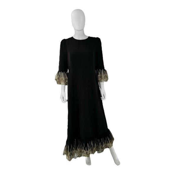 Pomander Place NEW Black Lillith Gold Lace Formal Maxi Dress Size XL - Picture 3 of 11